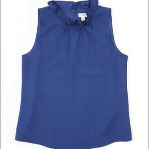 J. Crew ruffle neck shirt blouse (color night sky)
